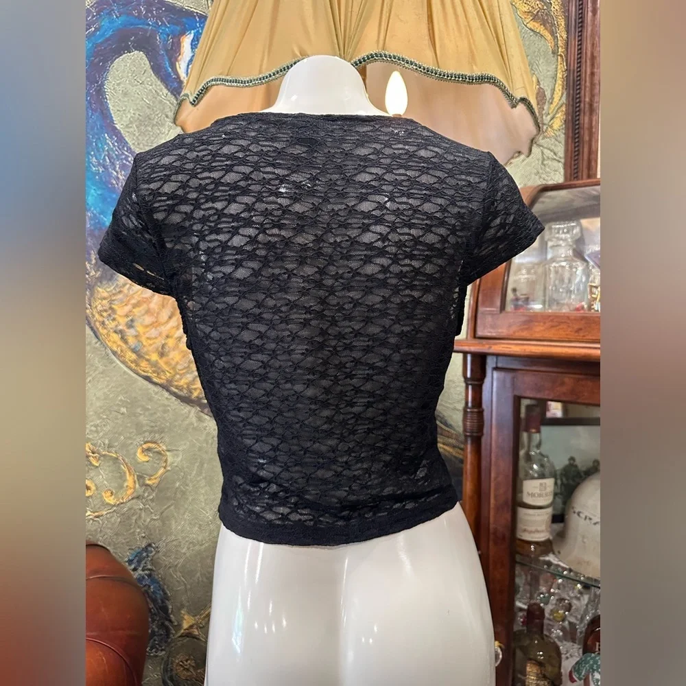 Wild Fable Black Lace Sweetheart Crop Top - Size M - Picture 7 of 9